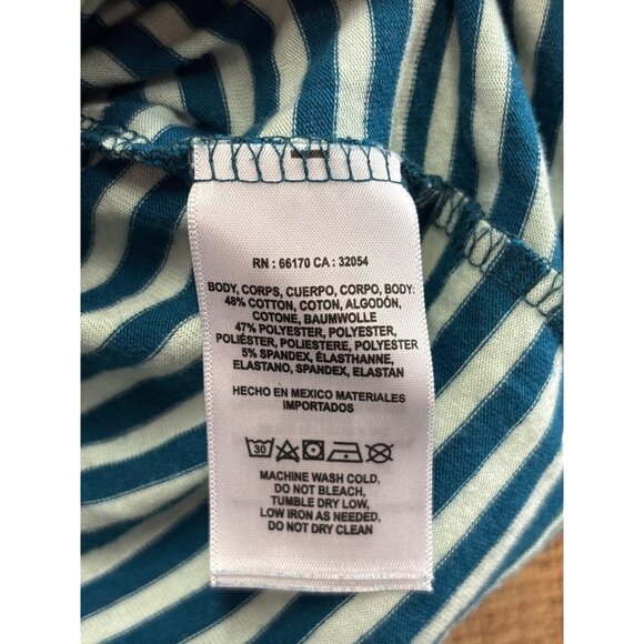 Striped Long-Sleeve Tie-Front Top In Blue & White By T.La Size M - Picture 3 of 6